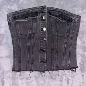 Refuge Black Denim Tube Top